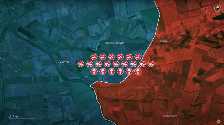 Frontline Report 7 Nov 2024: Graphic summary of Russian losses in the assault. Screenshot from video.
