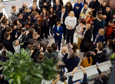 pro-eu sandu secures historic second term moldova's president defeating pro-russian stoianoglo maia (in center) giving comments press after winning presidential elections chisinau 4 november 2024