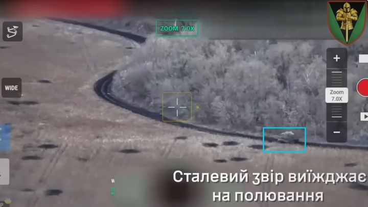 Ukrainian tank assault on Russian positions in Pogrebki