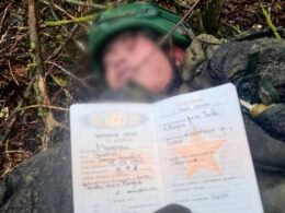 A notebook of the killed North Korean soldier fighting alongside the Russians against Ukrainians.