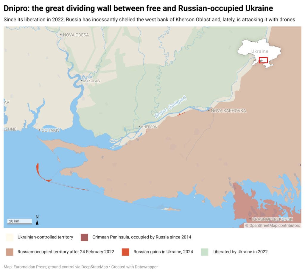 Kherson Russia Dnipro crossing map