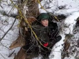 A purported North Korean soldier before their attack in Kursk