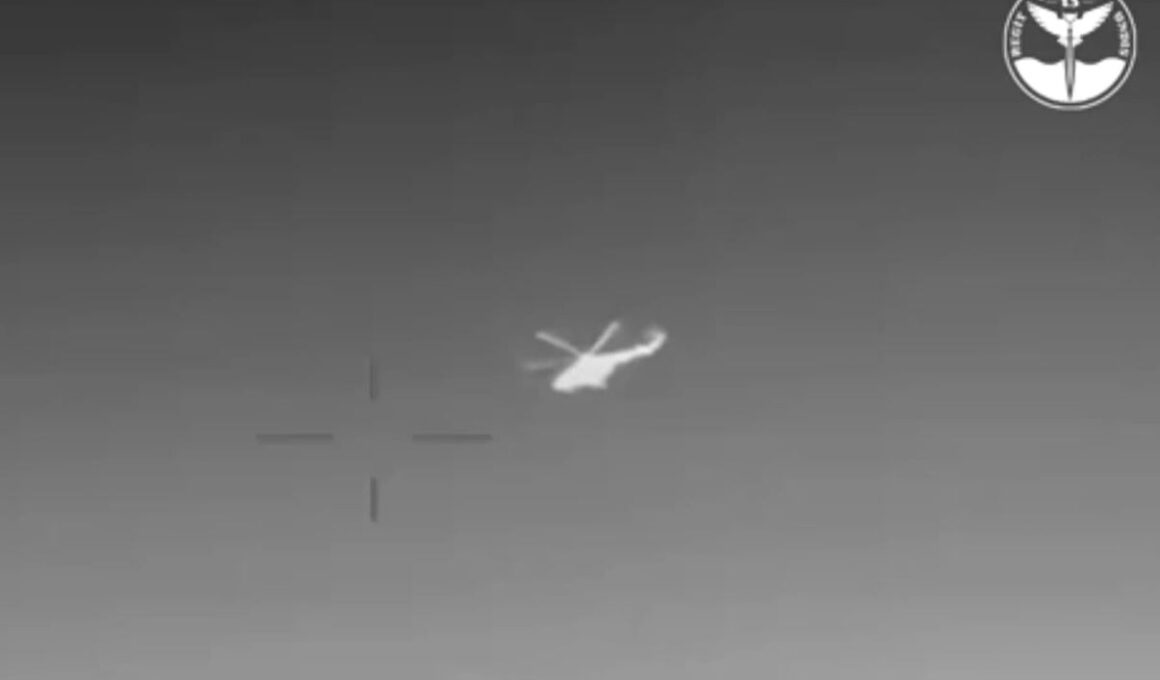 ukrainian sea drone downs russian helicopter historic first mi-8 tried attack naval drones later destroyed 31 2024 intelligence reports first-ever aerial target destruction during black engagement ukraine's main directorate (hur)