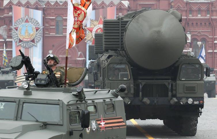 Russian strategic nuclear missiles Yars rolls along Red square during the Victory Day parade on Red square in Moscow, Russia, 09 May 2019.