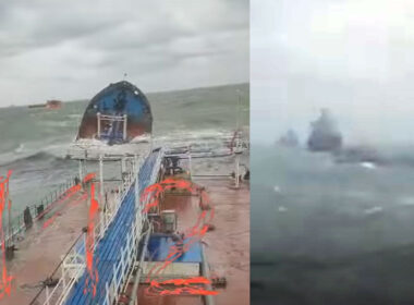 two russian tankers sink near kerch strait amid storm sinking 15 2024 screenshots liga telegram/112 russian-tanker-being-promoted-to-submarines volganeft carrying mazut fuel occupied crimea after being damaged sea one 27 crew member