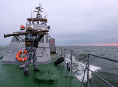 A Ukrainian serviceman on a vessel, illustrative image. Photo via Eastnews.ua.