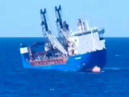 russia claims terrorist attack sank its cargo ship mediterranean russian defense ministry-linked ursa major before sinking 23 2024 mediterennean eywitness's video being promoted submarine ministry-affiliated company caused three explosions vessel