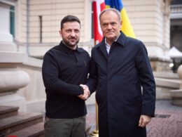 western leaders stop speculating about ukraine's defeat polish pm tusk urges ukrainian president volodymyr zelenskyy (l) prime minister donald (r) during meeting lviv 17 2024 presidentgovua zelensky met discuss bilateral