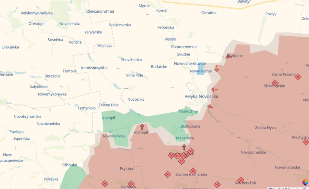 Ukrainian forces regain control of Novyi Komar in Donetsk Oblast, disrupting Russian plans