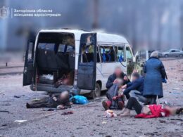 Aftermath of the Russian attack on civilians in Zaporizhzhia, 8 January.