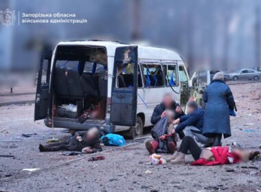 Aftermath of the Russian attack on civilians in Zaporizhzhia, 8 January.