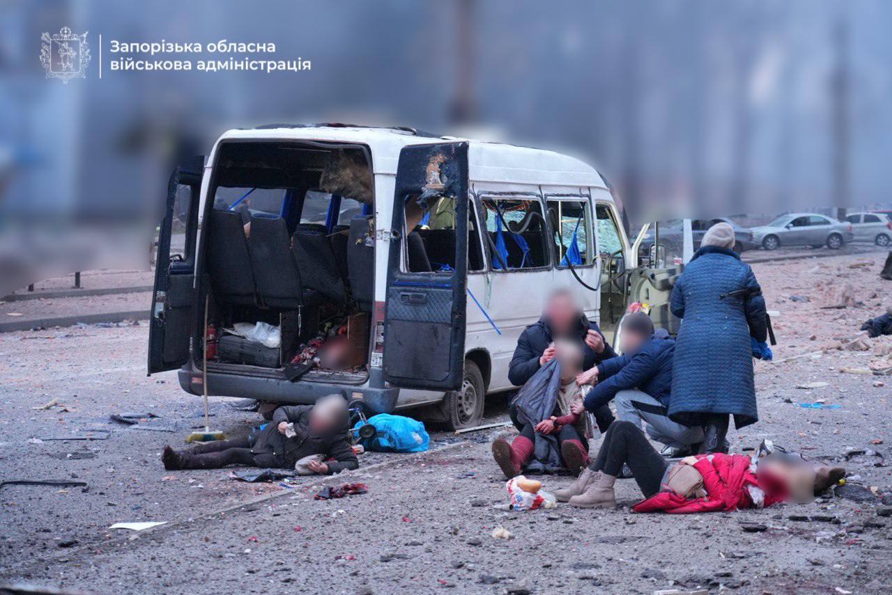 Aftermath of the Russian attack on civilians in Zaporizhzhia, 8 January.