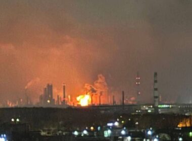 russia's ryazan oil depot fire second time days blaze 26 2025 telegram/astra videos city confirmed fires facility defense ministry again claimed all drones were downed region ukraine news ukrainian reports