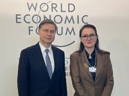 european union pledges €35 billion ukraine 2025 eu commissioner economy valdis dombrovskis (l) ukraine’s first deputy pm yuliia svyrydenko (r) davos 22 provide financial assistance through g7 era initiative facility