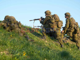 Members of the Estonian Defence Forces (EDF) take part in the Spring Storm exercises of the NATO Enhanced Forward Presence (ePF) force in Kadrina, Estonia on 19 May, 2023. The Spring Storm exercise that kicked off this week is the largest military exercise of the Estonian Defence Forces (EDF) involving allied NATO forces.