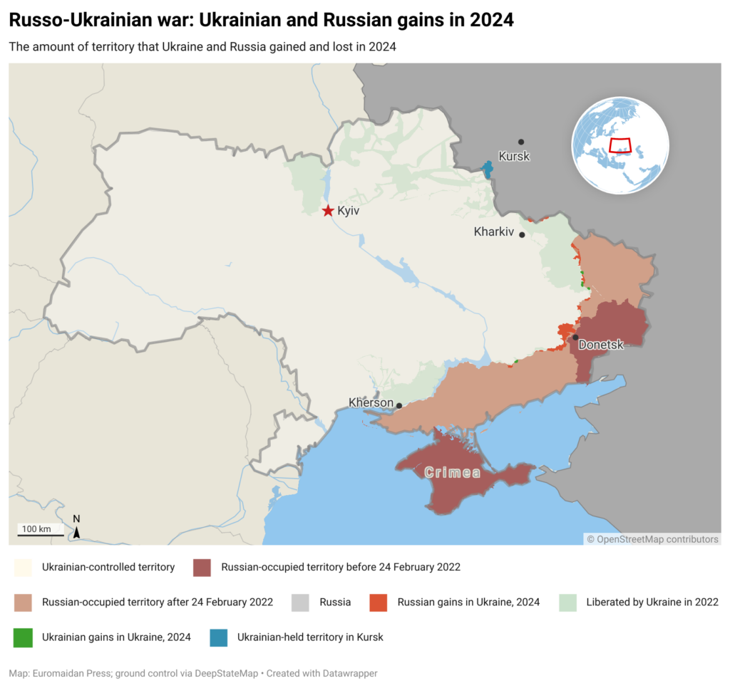 What territory did Ukraine lose in 2024