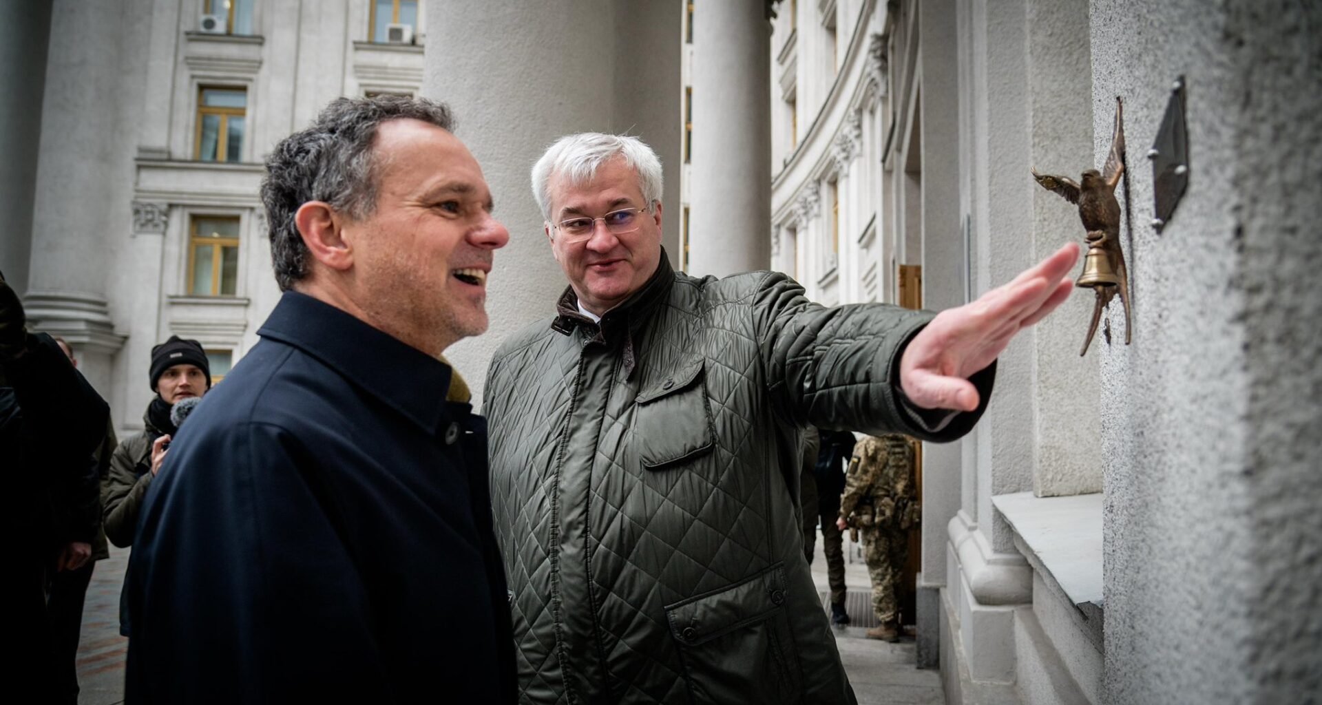 Dutch Foreign Minister Caspar Veldkamp (left) and Foreign Minister of Ukraine Andrii Sybiha (right). Photo via X/Sybiha.