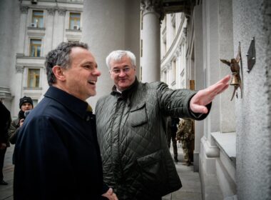 Dutch Foreign Minister Caspar Veldkamp (left) and Foreign Minister of Ukraine Andrii Sybiha (right). Photo via X/Sybiha.