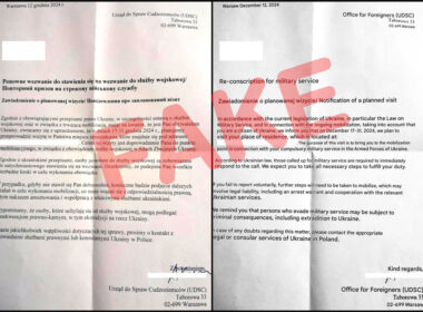 fake military summonses target ukrainian men poland left fraudulent letter shared poland's office foreigners right its machine-translated version fake-summonses polish denounced draft notices confirming did issue any documents enforcing service