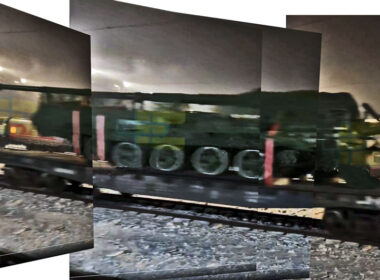 North Korean 170mm Koksan SPG transported by train in Russia. A composite image made of screenshots from a video publicshed by Supernova Plus Telegram channel.