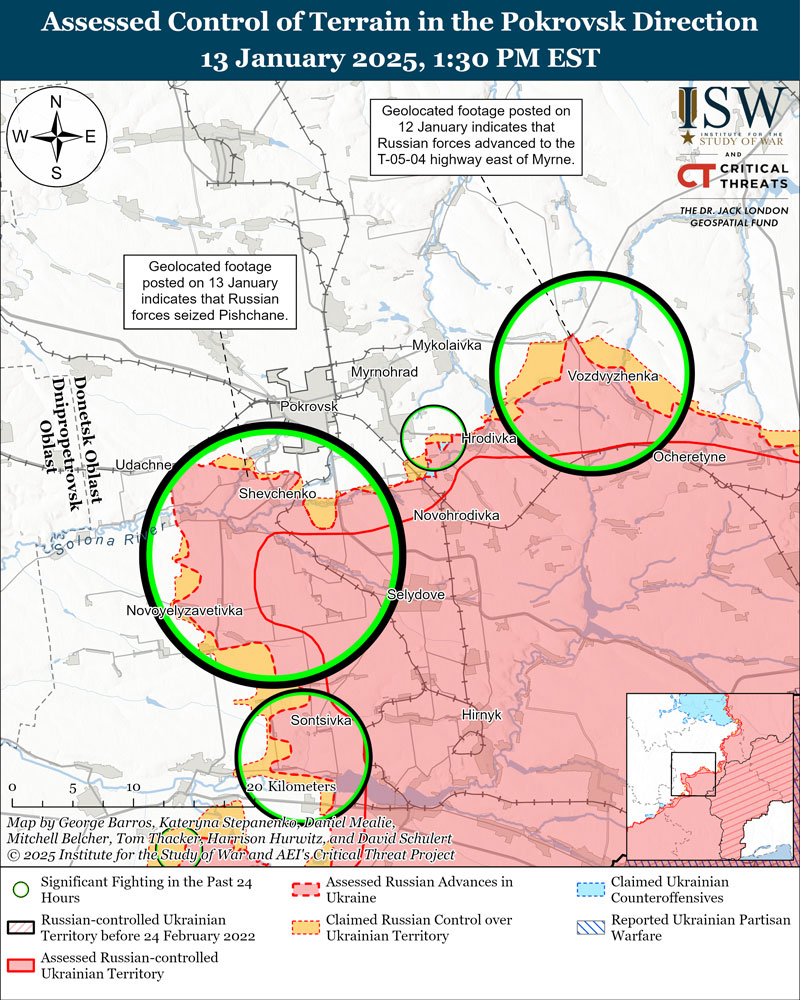 situation near pokrovsk donetsk oblast pokrovsk-myrhohrad russian forces have cut off major highways myrnohrad part envelopment strategy institute study war (isw) reports its 13 assessment ukraine news ukrainian