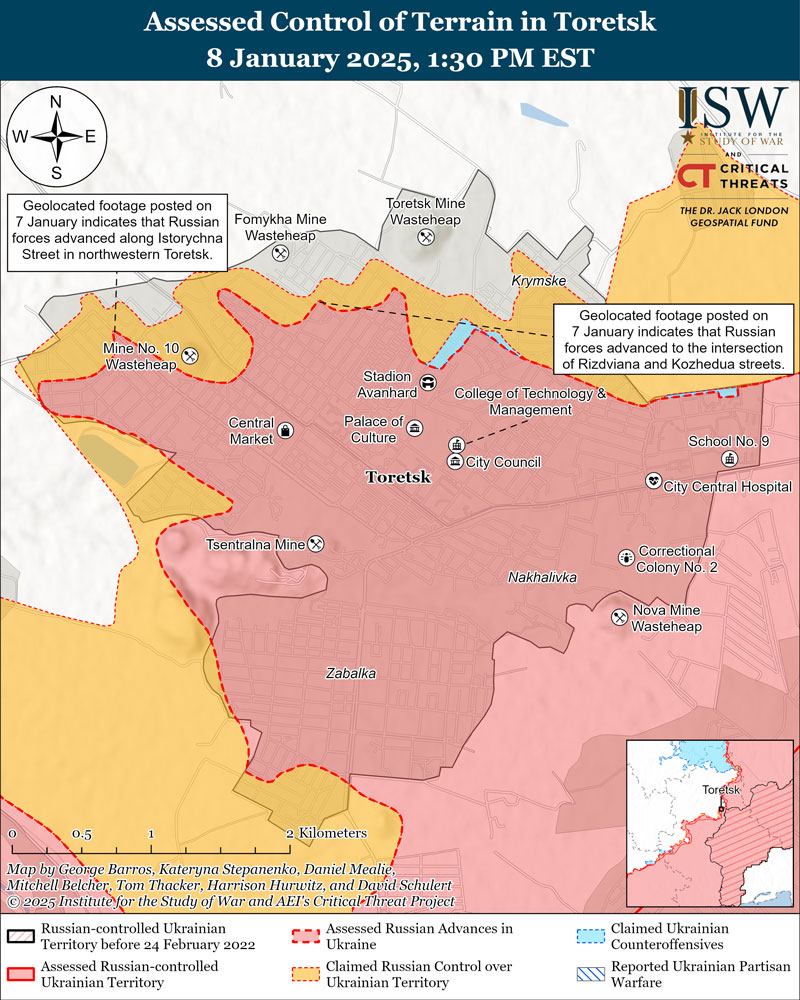 isw russians make marginal advances near toretsk kurakhove deploy more fiber-optic drones russian forces achieved territorial gains three distinct areas secured while increasingly implementing signal-jamming-resistant drone technology ukraine institute study