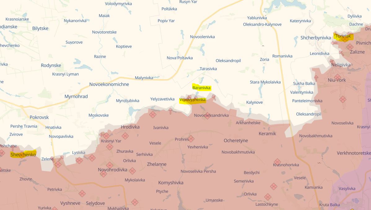 russian troops advance toretsk near five other donetsk settlements deepstate says situation southern oblast 5 2025 shevchenko ukrainian osint project russians have advanced inside three more ukraine news reports