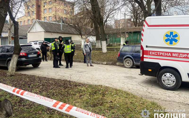 Aftermath of the explosion near a military recruitment center in Kamianets-Podilskyi.