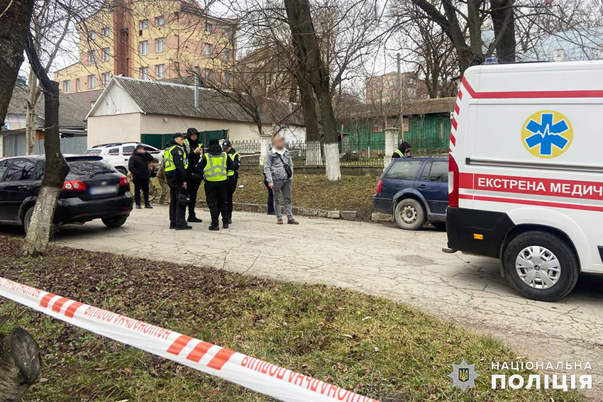 Aftermath of the explosion near a military recruitment center in Kamianets-Podilskyi.