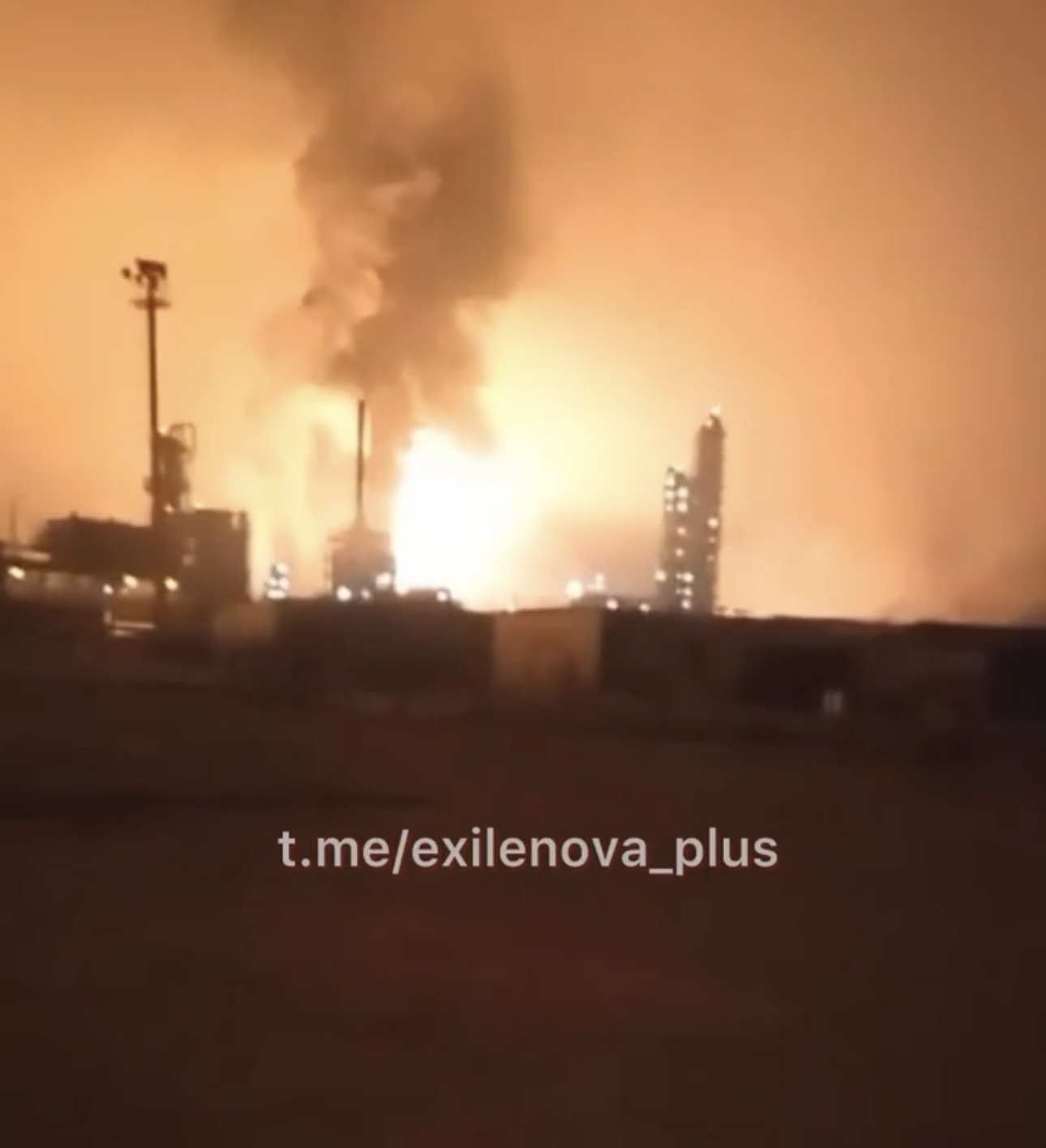 A fire at the Astrakhan Gas Processing Plant (AGPP) in Russia attacked by drones on 3 February 2025.