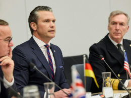 Pete Hegseth at the Ukraine Defense Contact Group meeting in Brussels. Photo: NATO