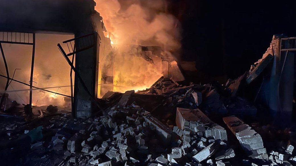 one killed six injured russia attacks ukraine three missiles record 267 explosive drones aftermath russia's missile strike infrastructure facility kryvyi rih telegram/serhii lysak ukrainian air force's data suggest least 10