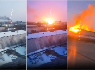 fire secondary detonations reported vektor plant russia's kursk oblast explosion during evening 27 2025 kurchatov-ammo-depot-blaze defense ministry claims dozens ukrainian drones attacked various regions across russia were allegedly shot down