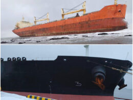 two ships carrying russian oil sinking pacific baltic chinese bulk carrier yang2 grounded near sakhalin (top) koala crude tanker lenindrad oblast's ust-luga port more-rusookorytas-sinking maritime incidents occurred opposite ends russia