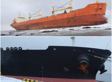 two ships carrying russian oil sinking pacific baltic chinese bulk carrier yang2 grounded near sakhalin (top) koala crude tanker lenindrad oblast's ust-luga port more-rusookorytas-sinking maritime incidents occurred opposite ends russia