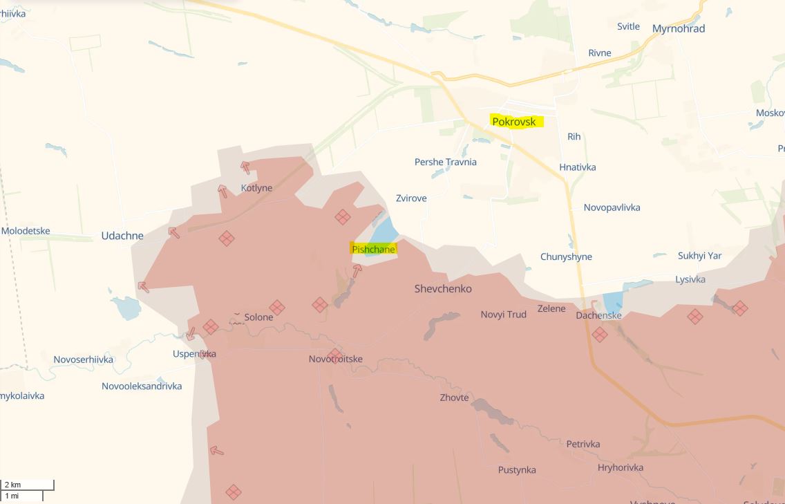 ukrainians reclaim pishchane near pokrovsk russian occupation situation south donetsk oblast 16 2025 ukrainian defense forces have successfully pushed out village viktor trehubov spokesman khortytsia operational-strategic grouping speaking television ukraine