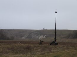 ukraine unveils land drone 10 m retractable mast comms relay ew ivy its 10-meter deployed 2025 plushch news ukrainian reports