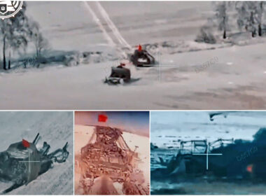 soviet-flagged russian tank column meets devastating defeat kursk (video) tanks flying red soviet flags tried attack ukrainians oblast were destroyed russian-soviet-flagged-kamikaze-tank-run force 155th marine brigade advancing vehicles suffered significant losses