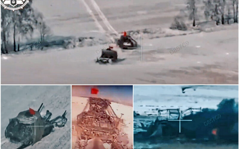 soviet-flagged russian tank column meets devastating defeat kursk (video) tanks flying red soviet flags tried attack ukrainians oblast were destroyed russian-soviet-flagged-kamikaze-tank-run force 155th marine brigade advancing vehicles suffered significant losses