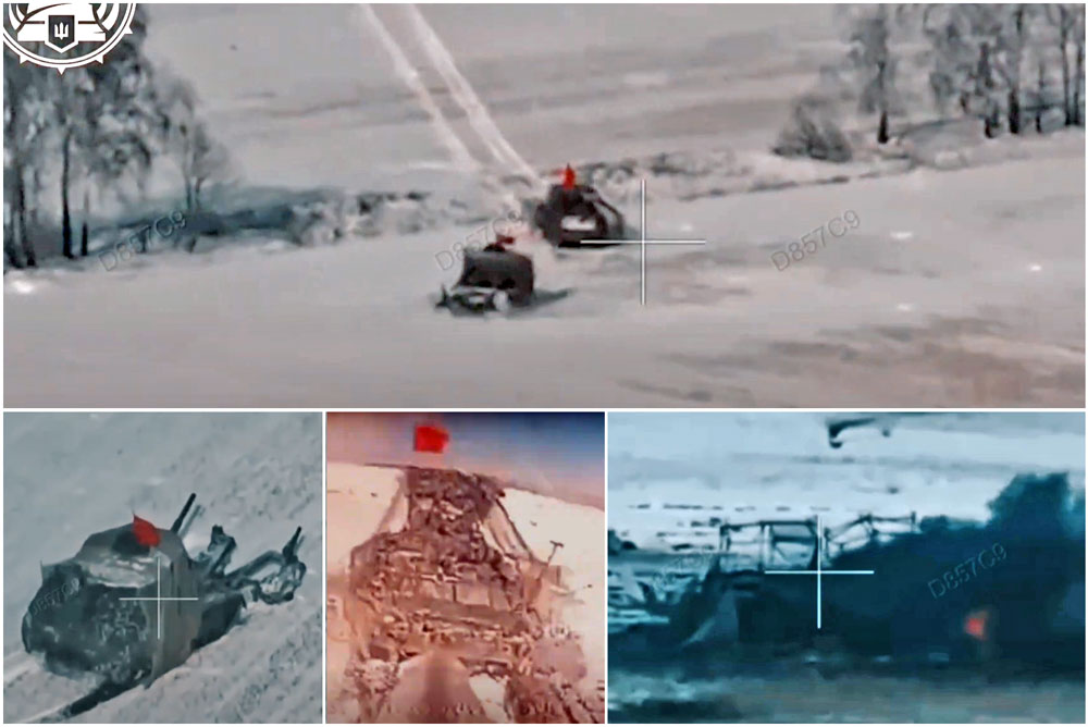 soviet-flagged russian tank column meets devastating defeat kursk (video) tanks flying red soviet flags tried attack ukrainians oblast were destroyed russian-soviet-flagged-kamikaze-tank-run force 155th marine brigade advancing vehicles suffered significant losses