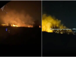 drone attack hits slavyansk-na-kubani southern russia's krasnodar krai fires after overnight 14 2025 screenshots telegram/astra slavyansk-na-kubani-krasnodar-russia-refine-drone-attack night before nine drones also successfully hit andreapol oil pumping station russia’s tver oblast