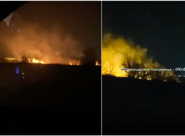 drone attack hits slavyansk-na-kubani southern russia's krasnodar krai fires after overnight 14 2025 screenshots telegram/astra slavyansk-na-kubani-krasnodar-russia-refine-drone-attack night before nine drones also successfully hit andreapol oil pumping station russia’s tver oblast