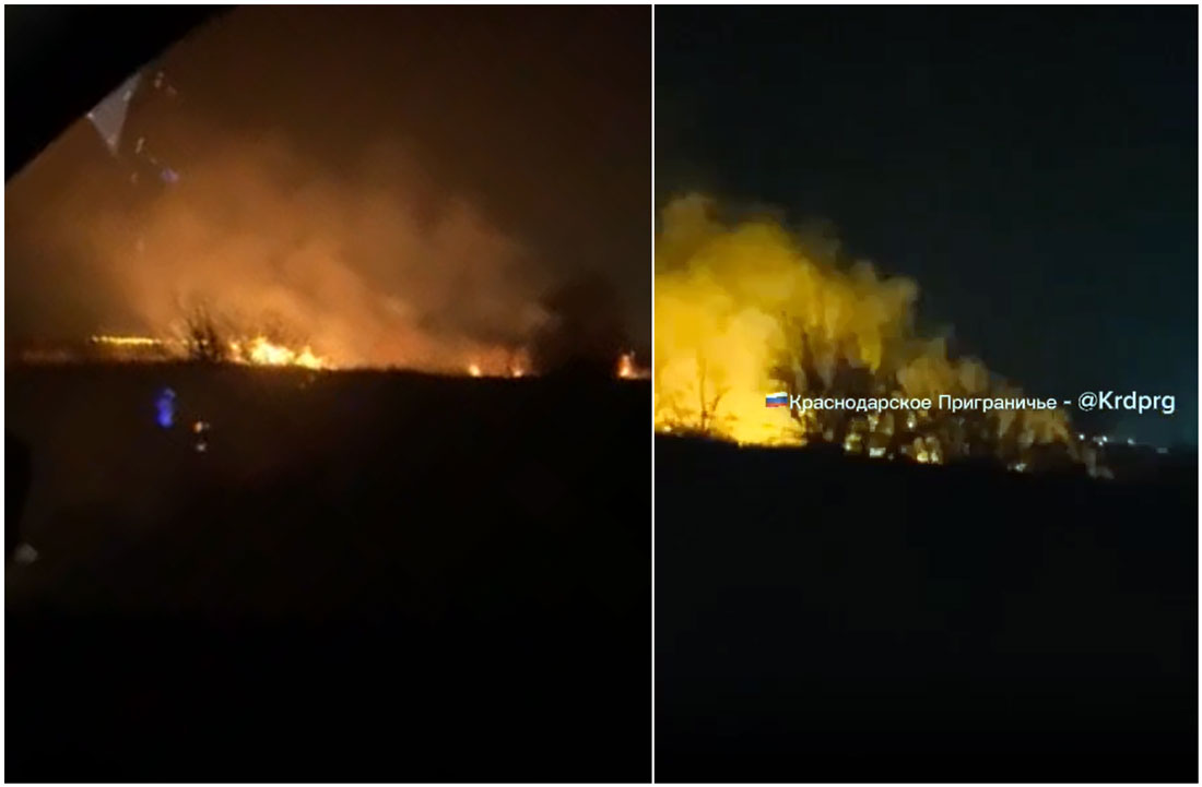 drone attack hits slavyansk-na-kubani southern russia's krasnodar krai fires after overnight 14 2025 screenshots telegram/astra slavyansk-na-kubani-krasnodar-russia-refine-drone-attack night before nine drones also successfully hit andreapol oil pumping station russia’s tver oblast