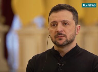 President of Ukraine Volodymyr Zelenskyy during an interview with ITV News, photo via Zelenskyy/YouTube.