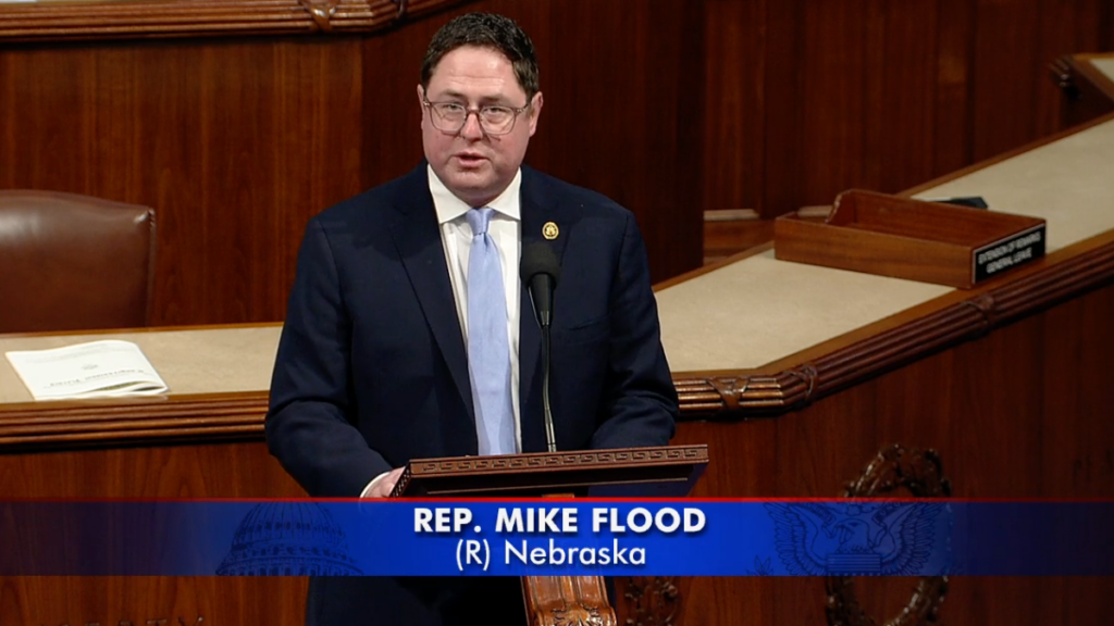 Republican Mike Flood giving a speech inn Congress/YouTube screenshot