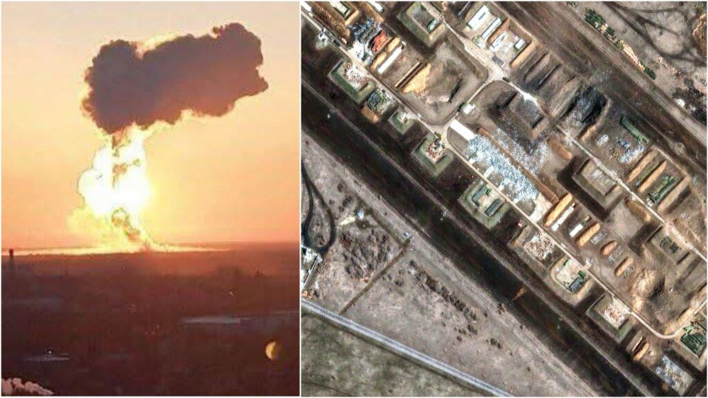 nearly 100 cruise missiles destroyed ukraine’s recent strike russia's engels airbase military says explosion engels-2 saratov oblast 20 2025 (l) aftermath (r) photos militarnyi engels2 general staff ukrainian armed forces