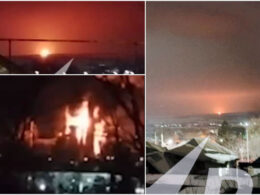 ukrainian drones hit oil pumping station refinery russia fires rostov oblast pipeline (left top right) syzran (bottom left) after drone attack overnight 3-4 2025 fires-in-rostov-and-syzran armed forces conducted series strikes