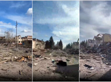 The Russian troops destroyed their own town of Sudzha while retaking it from Ukrainian forces. Screenshots from Russian videos.