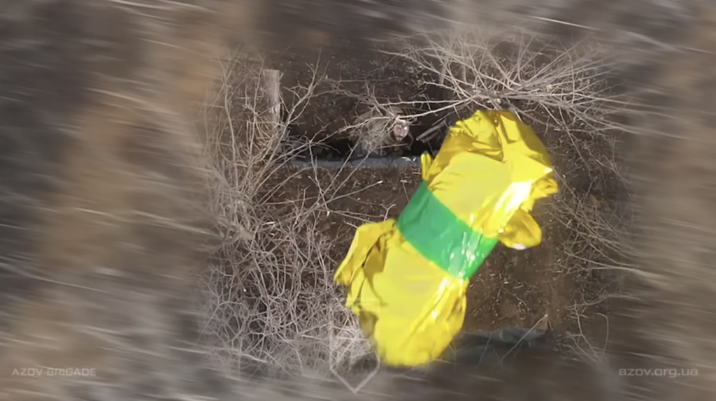 Ukrainian Azov military delivers blood to frontline position via drone to save wounded soldier