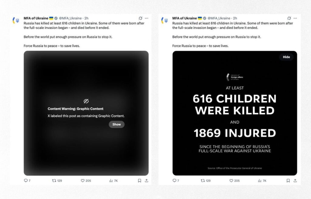 X hid a post with information about Ukrainian children killed